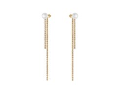 Liu Jo Třpytivé pozlacené visací náušnice s&nbsp;perličkami LJ3023