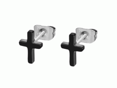 Lotus Style Černé ocelové náušnice Křížek LS2227-4/1