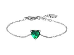 Luca Barra Krásný ocelový náramek se zeleným srdíčkem BK2767