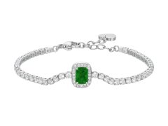 Luca Barra Luxusní tenisový náramek se zeleným zirkonem BK2741