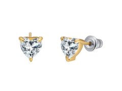 Luca Barra Pozlacené srdíčkové náušnice s&nbsp;čirým krystalem OK1437