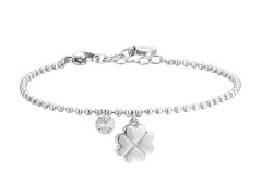 Luca Barra Ocelový kuličkový náramek Čtyřlístek se zirkonem BK2726
