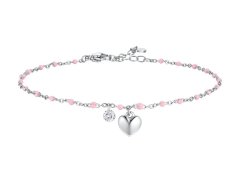 Luca Barra Ocelový nákotník s&nbsp;růžovými korálky Srdce CV156
