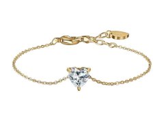 Luca Barra Slušivý pozlacený náramek s&nbsp;čirým srdíčkem BK2769
