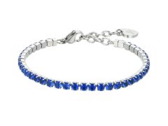 Luca Barra Tenisový ocelový náramek s&nbsp;modrými krystaly BK2627