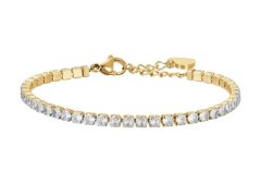 Luca Barra Tenisový pozlacený náramek s&nbsp;čirými krystaly BK2362