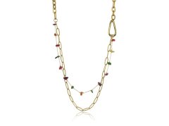 Marc Malone Dvojitý pozlacený náhrdelník s&nbsp;barevnými kamínky Kennedy MCN23007G