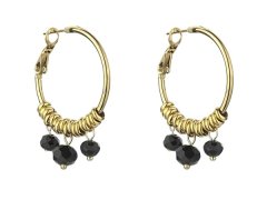 Marc Malone Pozlacené kruhové náušnice Zoey Black Earrings MCE23010G