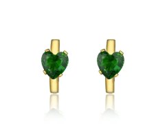 Marc Malone Pozlacené kruhy se zeleným zirkonem Srdíčka MCE23131G