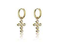 Marc Malone Pozlacené náušnice s&nbsp;křížky s&nbsp;čirými zirkony MCE23121G