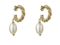 Marc Malone Pozlacené náušnice s&nbsp;umělou perlou Grace White Earrings MCE23005G