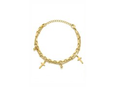 Marc Malone Pozlacený dvojitý náramek Leaf Gold MCB260614G