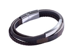 Marc Malone Trojitý hnědý kožený náramek pro muže MCGB5039S