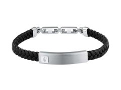 Maserati Černý kožený náramek pro muže Leather JM525AVE34