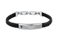 Maserati Černý kožený náramek pro muže Leather JM525AVE36