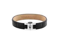Maserati Černý kožený náramek pro muže Leather JM2269LA01