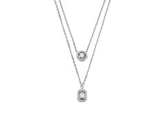 Michael Kors Slušivý dvojitý stříbrný náhrdelník Brilliance MKC1745CZ040