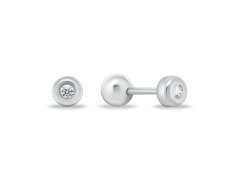 Brilio Silver Minimalistické stříbrné náušnice s&nbsp;čirými zirkony EA926/7/8W 0,4 cm