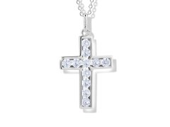 Modesi Nadčasový náhrdelník s kubickými zirkony Křížek M00741 (řetízek, přívěsek)