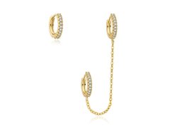 MOISS Set pozlacených kruhových náušnic se zirkony E0004220