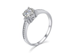 MOISS Elegantní stříbrný prsten s čirými zirkony R00006 49 mm