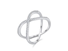 MOISS Minimalistický dvojitý prsten ze stříbra se zirkony R00021 54 mm