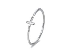 MOISS Minimalistický stříbrný prsten pro ženy Křížek R0002585-P 54 mm