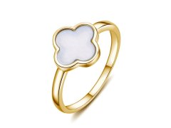 MOISS Pozlacený prsten s&nbsp;perletí Čtyřlístek R0004476-P 59 mm