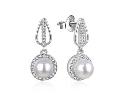 MOISS Okouzlující stříbrné náušnice s perlami a zirkony E0003119