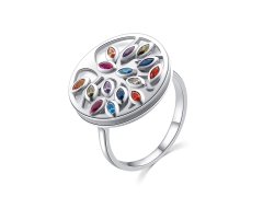 MOISS Originální stříbrný prsten s barevnými zirkony R00021 59 mm