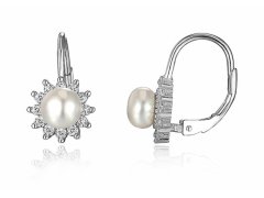 MOISS Půvabné stříbrné náušnice s perlami a zirkony EP000178