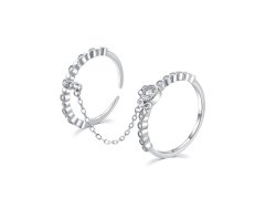 MOISS Půvabný dvojitý prsten ze stříbra se zirkony R00022 52 mm
