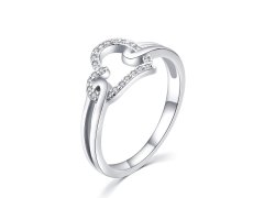 MOISS Romantický stříbrný prsten se zirkony Srdce R000210 52 mm