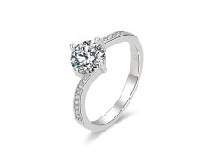 MOISS Třpytivý stříbrný prsten s čirými zirkony R000059 60 mm