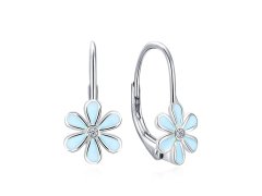 MOISS Visací stříbrné náušnice Květina E0000555