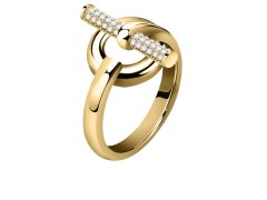 Morellato Elegantní pozlacený prsten z oceli s krystaly Abbraccio SAUC09 54 mm