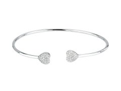 Morellato Stříbrný pevný náramek se zirkony Srdíčka Nobile SAZK06