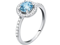 Morellato Něžný stříbrný prsten s akvamarínem a krystaly Tesori SAIW9701 58 mm