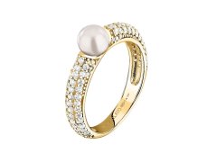 Morellato Pozlacený prsten s&nbsp;pravou perlou a&nbsp;zirkony Perla SXU510 52 mm