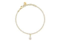 Morellato Tenisový pozlacený náramek s&nbsp;pravou perlou Perla SXU59
