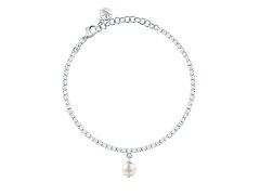 Morellato Tenisový stříbrný náramek s&nbsp;pravou perlou Perla SXU58