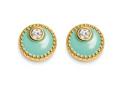 Oliver Weber Pozlacené náušnice se zeleným smaltem Meliora 62258G TUR