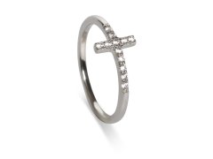 Oliver Weber Slušivý stříbrný prsten s křížkem Sanctuary 63342 57 mm