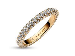 Pandora Blyštivý pozlacený prsten se zirkony Shine Timeless 162627C01 50 mm