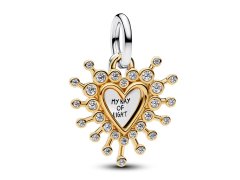 Pandora Dvojitý bicolor přívěsek Oslnivé srdce Moments 764141C01