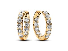 Pandora Elegantní pozlacené kruhy se zirkony Timeless Shine 263002C01