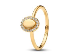 Pandora Elegantní pozlacený prsten Ovál s aureolou Shine 163800C01 50 mm