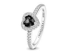 Pandora Krásný stříbrný prsten s černým srdcem Timeless 198421C04 60 mm