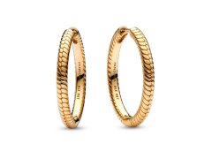 Pandora Kruhové pozlacené náušnice Hadí kůže Shine Moments 269532C00