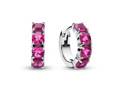 Pandora Kruhové stříbrné náušnice s růžovými krystaly Timeless 293851C01